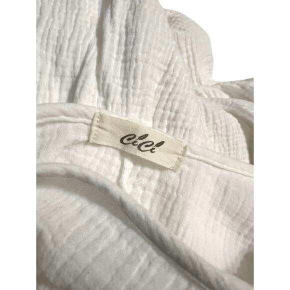 Cici Women’s Soft White Muslin Flowy Shirt Blouse Short Sleeve Size Small Cotton - Picture 5 of 13
